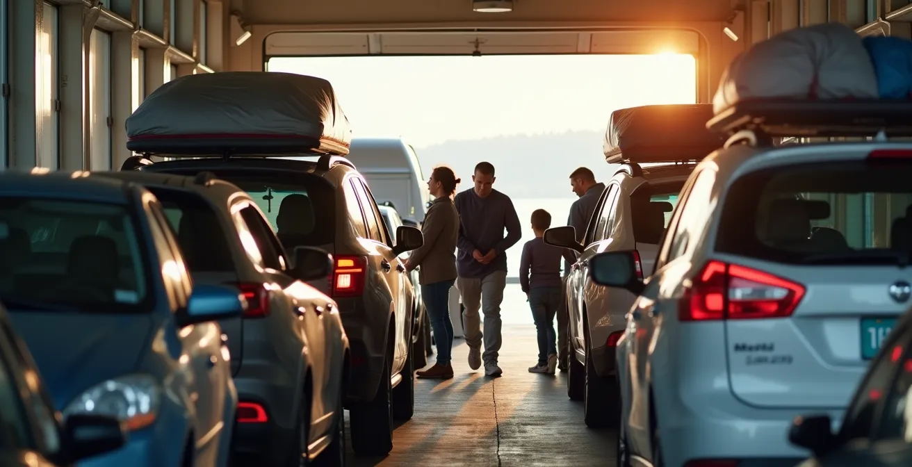 Cars boarding CTMA ferry at Souris terminal for Magdalen Islands crossing
