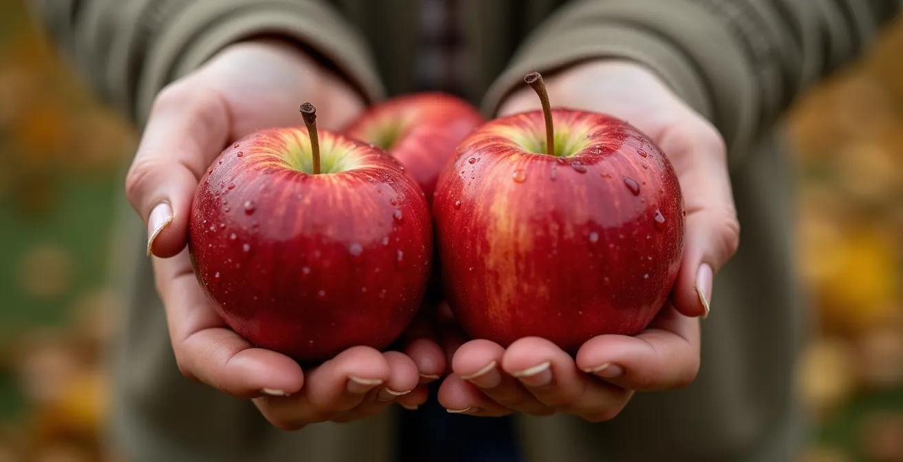 Families harvesting apples in a Quebec orchard during golden autumn afternoon